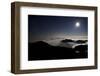 Moon Sand Stars Shine Above Low Lying Clouds on Mount Rainier National Park-Dan Holz-Framed Photographic Print