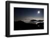 Moon Sand Stars Shine Above Low Lying Clouds on Mount Rainier National Park-Dan Holz-Framed Photographic Print