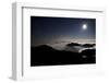 Moon Sand Stars Shine Above Low Lying Clouds on Mount Rainier National Park-Dan Holz-Framed Photographic Print