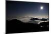 Moon Sand Stars Shine Above Low Lying Clouds on Mount Rainier National Park-Dan Holz-Mounted Photographic Print