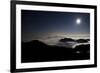 Moon Sand Stars Shine Above Low Lying Clouds on Mount Rainier National Park-Dan Holz-Framed Photographic Print