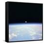 Moon Set and Earth Horizon Taken from Space Shuttle Discovery, July 14, 1995-null-Framed Stretched Canvas