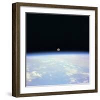 Moon Set and Earth Horizon Taken from Space Shuttle Discovery, July 14, 1995-null-Framed Photo