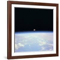 Moon Set and Earth Horizon Taken from Space Shuttle Discovery, July 14, 1995-null-Framed Photo