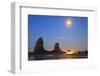 Moon Set over Neadles, Canon Beach, Oregon Coast, Pacific Northwest-Craig Tuttle-Framed Photographic Print