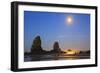 Moon Set over Neadles, Canon Beach, Oregon Coast, Pacific Northwest-Craig Tuttle-Framed Photographic Print