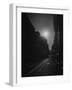 Moon Shining Brightly over a Darkened Geary Street During a Wartime Blackout-null-Framed Photographic Print