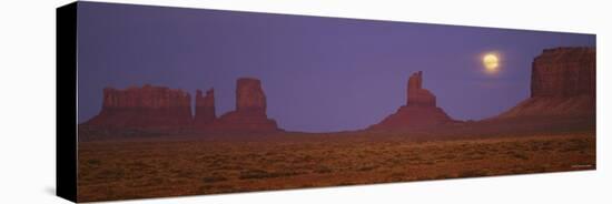 Moon Shining over Rock Formations, Monument Valley Tribal Park, Arizona, USA-null-Stretched Canvas