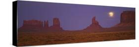 Moon Shining over Rock Formations, Monument Valley Tribal Park, Arizona, USA-null-Stretched Canvas