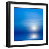 Moon, Sky And Blue Sea-alanuster-Framed Art Print