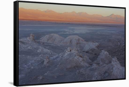 Moon Valley in the Atacama Desert as the Sun Is Setting-Mallorie Ostrowitz-Framed Stretched Canvas