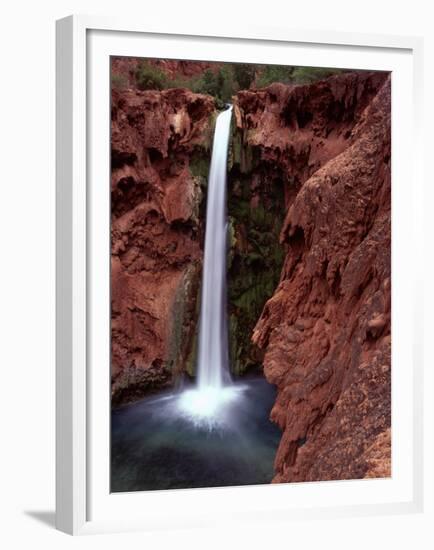 Mooney Falls in Parched Desert of Havasupai Reservation, Havasu Canyon, Arizona, USA-Jerry Ginsberg-Framed Premium Photographic Print