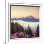 Moonlight and Foggy Snake River Overlook, Grand Teton-Vincent James-Framed Photographic Print