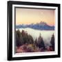Moonlight and Foggy Snake River Overlook, Grand Teton-Vincent James-Framed Photographic Print