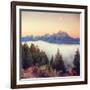 Moonlight and Foggy Snake River Overlook, Grand Teton-Vincent James-Framed Photographic Print