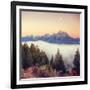 Moonlight and Foggy Snake River Overlook, Grand Teton-Vincent James-Framed Photographic Print