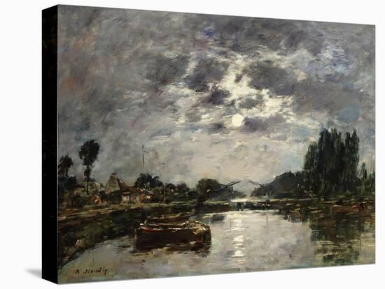 Moonlight, Canal De St. Valery, 1891-Eugène Boudin-Stretched Canvas