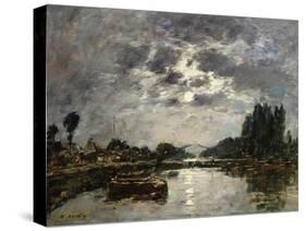 Moonlight, Canal De St. Valery, 1891-Eugène Boudin-Stretched Canvas