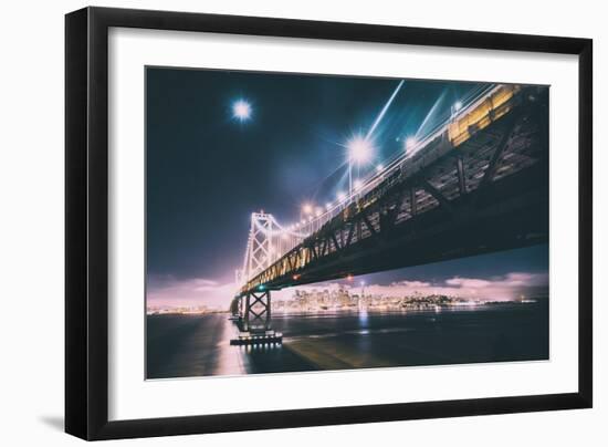 Moonlight City and Bridge - San Francisco Bay Bridge-Vincent James-Framed Photographic Print