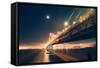 Moonlight Cityscape, San Francisco Bay Bridge at Night-Vincent James-Framed Stretched Canvas