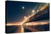 Moonlight Cityscape, San Francisco Bay Bridge at Night-Vincent James-Stretched Canvas