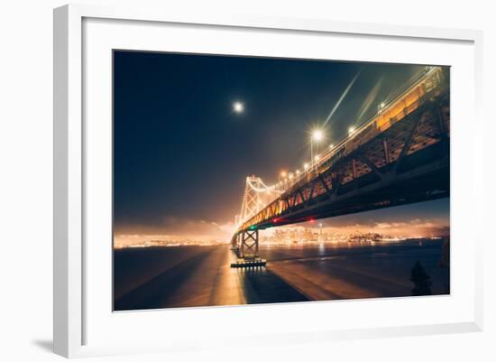 Moonlight Cityscape, San Francisco Bay Bridge at Night-Vincent James-Framed Photographic Print