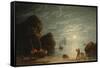 Moonlight Coastal Scene, 1836-Robert Salmon-Framed Stretched Canvas