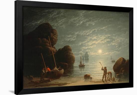 Moonlight Coastal Scene, 1836-Robert Salmon-Framed Giclee Print