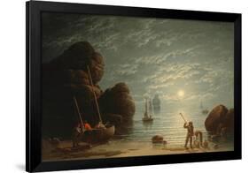 Moonlight Coastal Scene, 1836-Robert Salmon-Framed Giclee Print