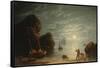 Moonlight Coastal Scene, 1836-Robert Salmon-Framed Stretched Canvas