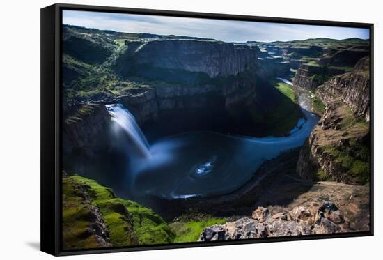 Moonlight Illuminates the Cliffs Surrounding the Palouse Falls in Eastern Washington-Ben Herndon-Framed Stretched Canvas