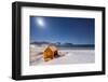 Moonlight on a Typical Fishermen Cabin Surrounded by Snow, Ramberg, Flakstad-Roberto Moiola-Framed Photographic Print