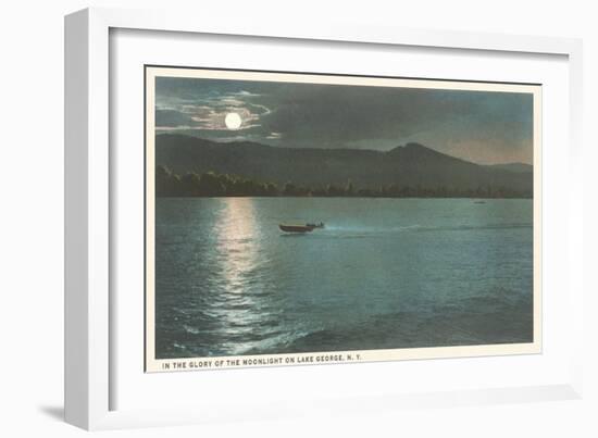 Moonlight on Lake George, New York-null-Framed Art Print