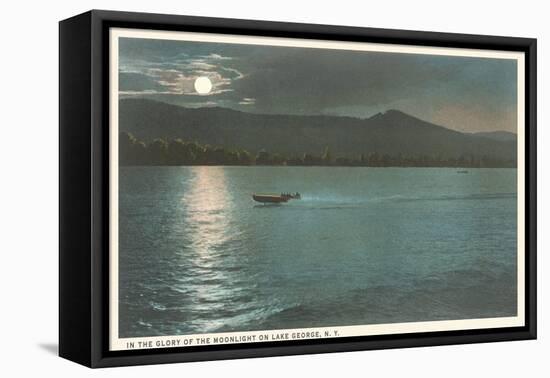 Moonlight on Lake George, New York-null-Framed Stretched Canvas