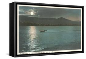 Moonlight on Lake George, New York-null-Framed Stretched Canvas