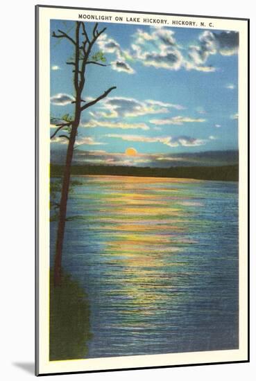 Moonlight on Lake Hickory, North Carolina-null-Mounted Art Print