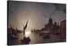 Moonlight on the Grand Canal, Venice-Henry Pether-Stretched Canvas