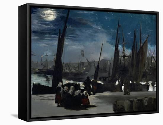 Moonlight Over Boulogne Harbor, 1869-Edouard Manet-Framed Stretched Canvas