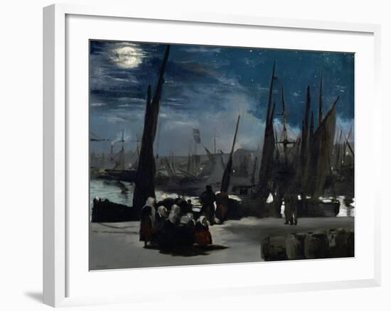 Moonlight Over Boulogne Harbor, 1869-Edouard Manet-Framed Giclee Print