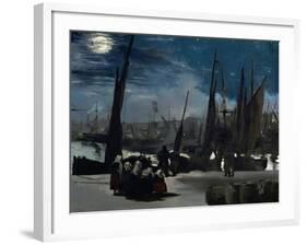 Moonlight Over Boulogne Harbor, 1869-Edouard Manet-Framed Giclee Print