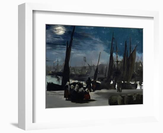 Moonlight Over Boulogne Harbor, 1869-Edouard Manet-Framed Giclee Print