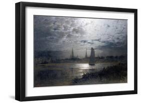 Moonlight over Luebeck-Louis Douzette-Framed Giclee Print