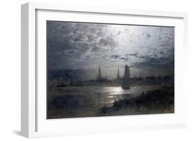 Moonlight over Luebeck-Louis Douzette-Framed Giclee Print