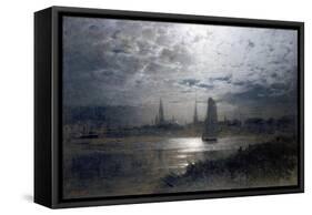 Moonlight over Luebeck-Louis Douzette-Framed Stretched Canvas