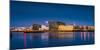 Moonlight over Reykjavik Harbor with Harpa and Hallgrimskirkja Church, Reykjavik, Iceland-null-Mounted Photographic Print