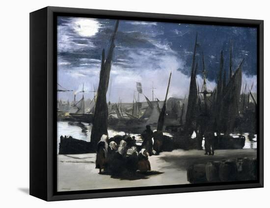 Moonlight over the Port of Boulogne-Edouard Manet-Framed Stretched Canvas