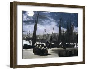 Moonlight over the Port of Boulogne-Edouard Manet-Framed Art Print