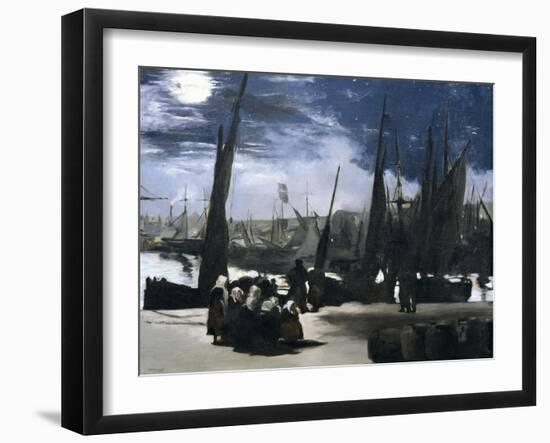 Moonlight over the Port of Boulogne-Edouard Manet-Framed Art Print