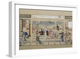 Moonlight Revelry at Dozo Sagami, Late 18th C-Kitagawa Utamaro-Framed Premium Giclee Print