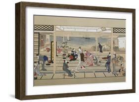 Moonlight Revelry at Dozo Sagami, Late 18th C-Kitagawa Utamaro-Framed Giclee Print